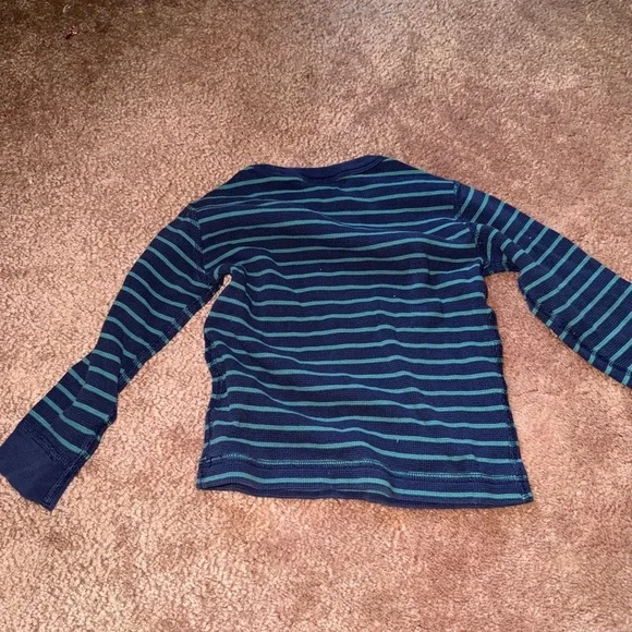 Hanna Andersson Blue and Aqua Striped Shirt - Picture 3 of 3